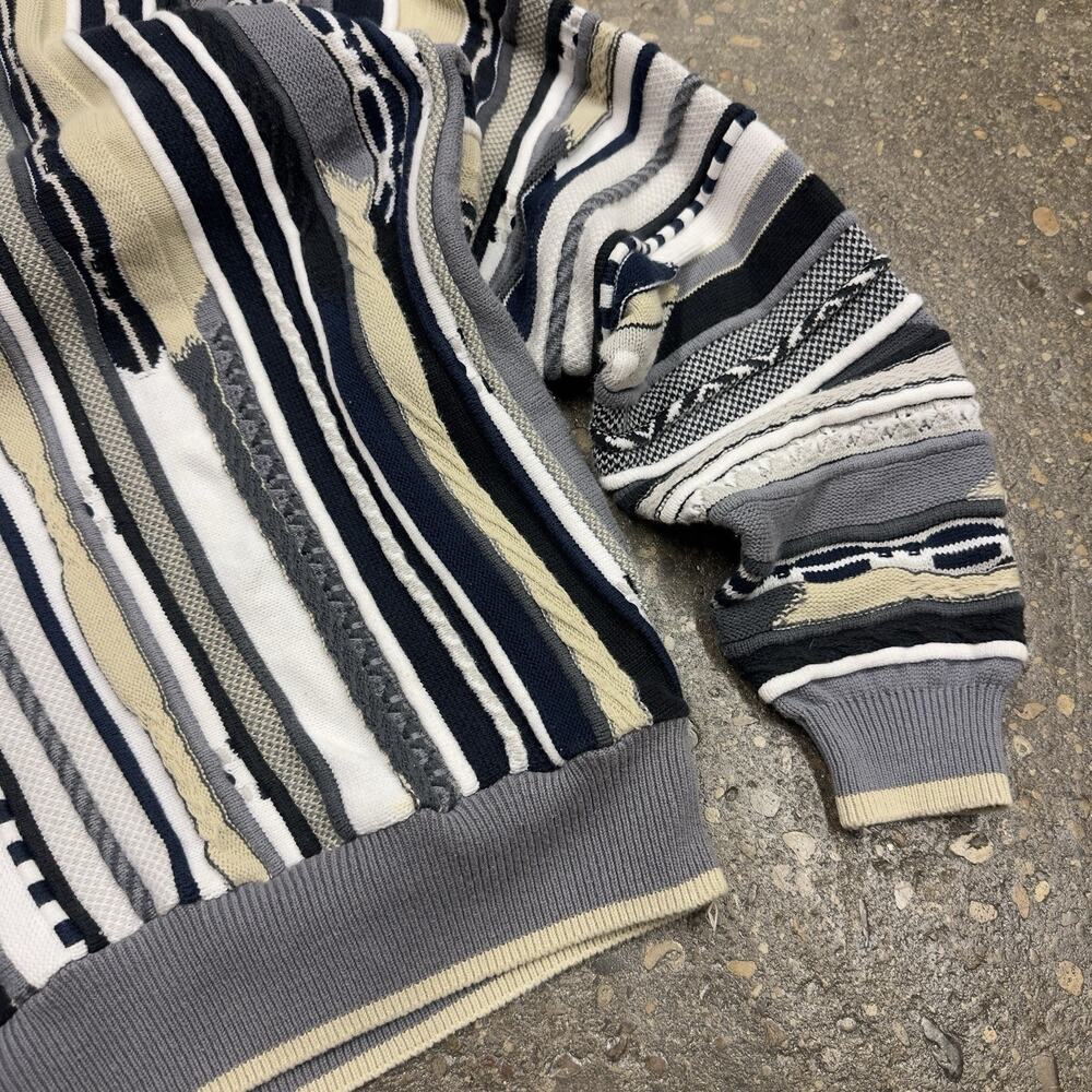 Vintage Bachrach Multi Stripe Knit Sweater Mens Medium 90s Preppy Excellent